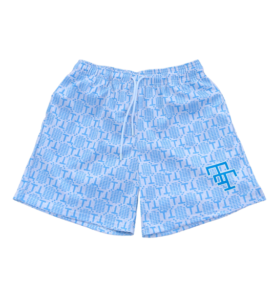 BABY BLUE MONOGRAM SHORTS