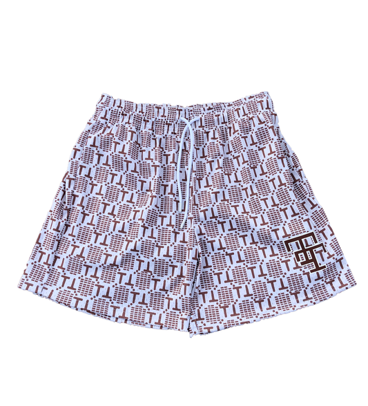 BROWN MONOGRAM SHORTS