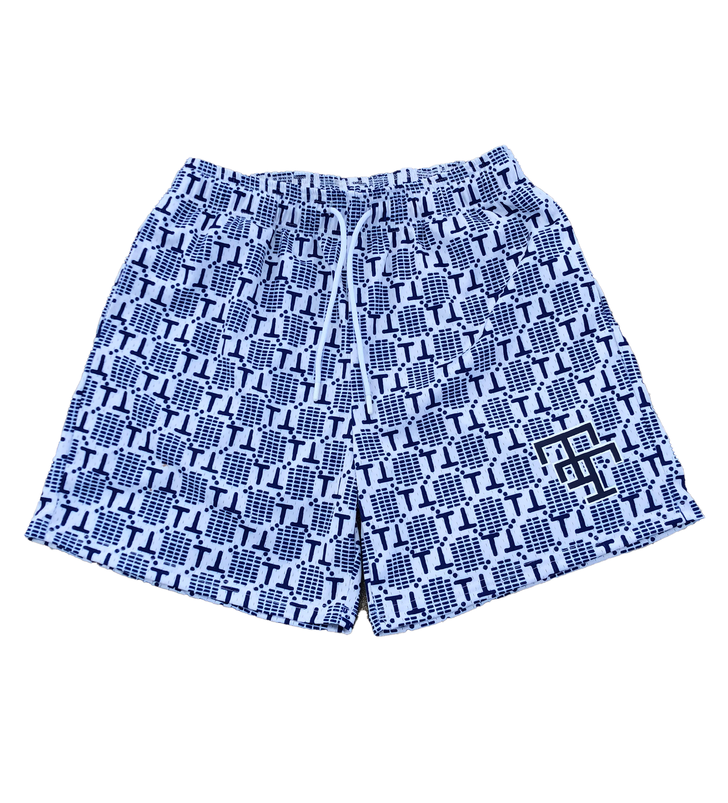 NAVY MONOGRAM SHORTS